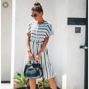 Vici Cityscape Striped Button Down